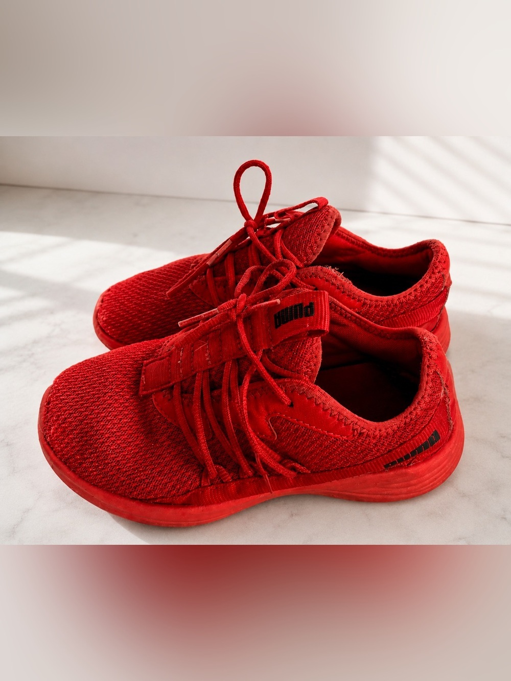Puma Kids Red Lace Up Athletic Running Shoes Size 2 Youth
